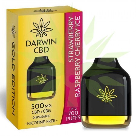 Strawberry Raspberry Cherry Ice - CBD- 500mg, Strawberry Raspberry Cherry Ice, CBD Disposables Strawberry Raspberry Cherry Ice - CBD- 500mg